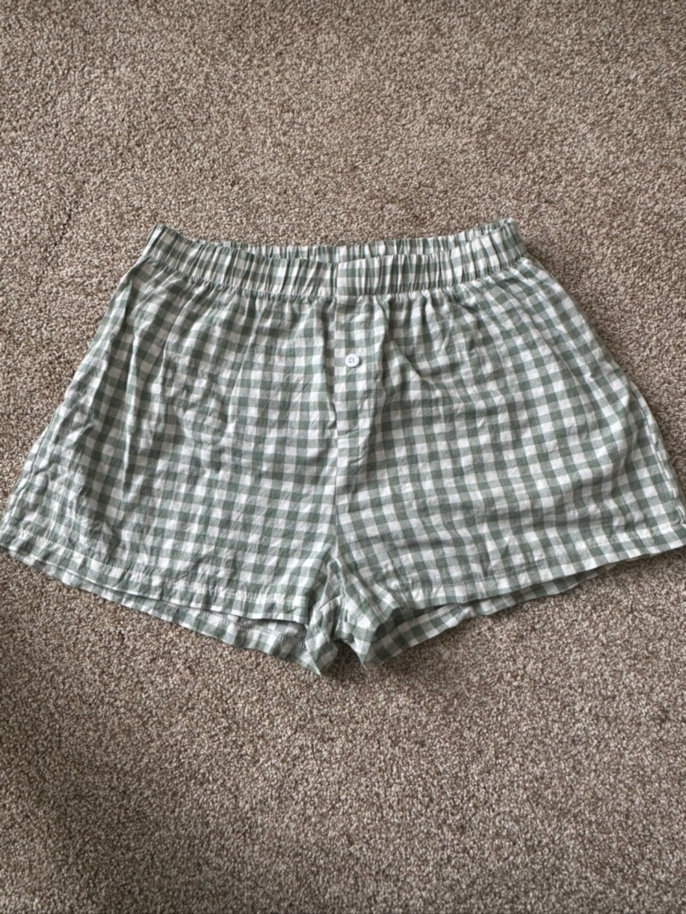 Women's Green Gingham Athletic Shorts - Picture 2 of 4